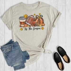 Women's Gray Faith Family Football Tee